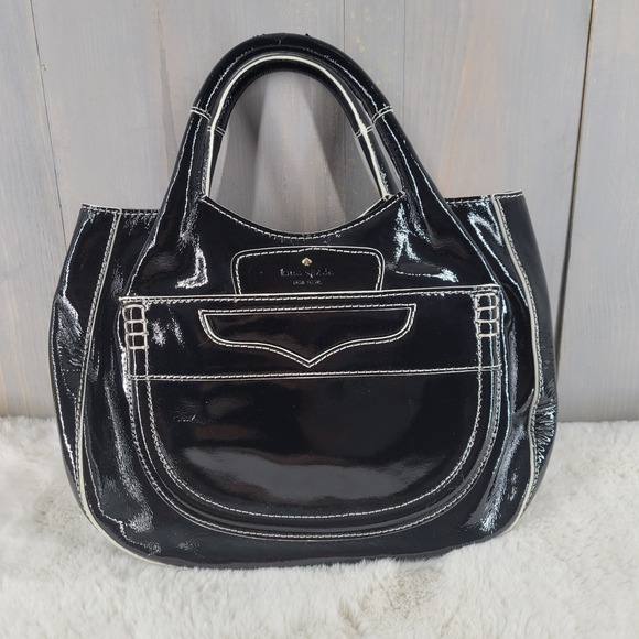 Kate Spade New York Handbags - Kate Spade Patent Leather Handbag Womens Black Peeny Treesh FLAW